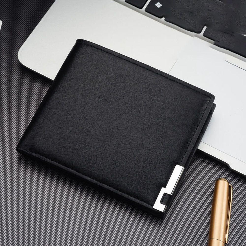

ID Credit Card Holder Business Card Case Money Clips Male Purses Men Wallet Mini Coin Purse black-B1 horizontal style