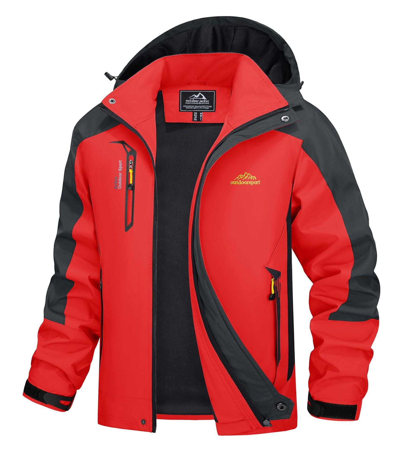 

Демисезонная длинная куртка мужская с капюшоном ветрозащитная водостойкая дождевик ветровка 5 карманов для походов, рыбалки, путешествий XL красный