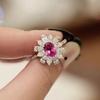 Trendy Luxury Simulated Red Tourmaline Adjustable Ring for Women