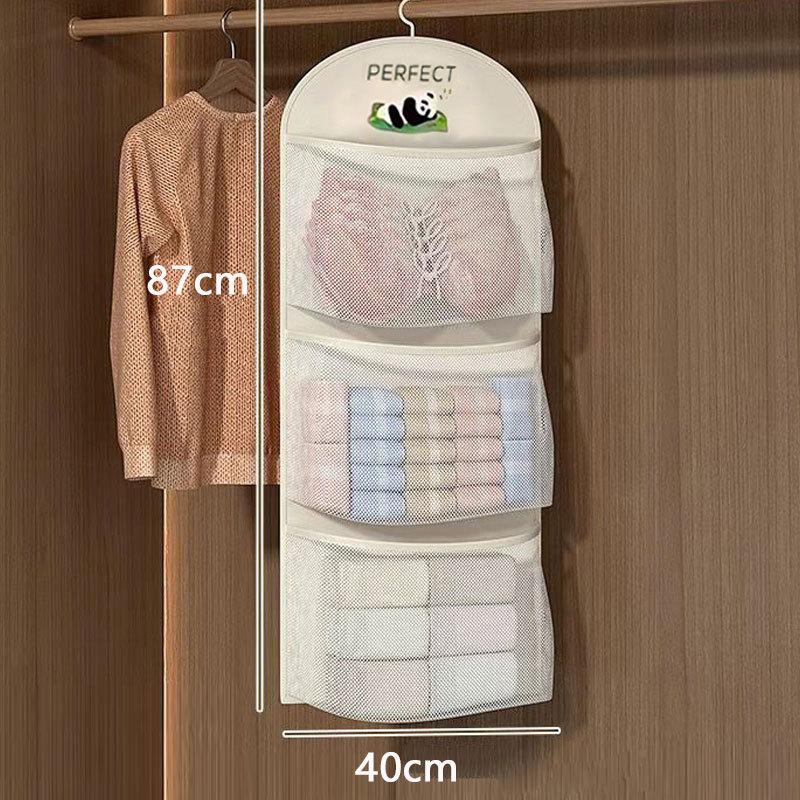 Panda multi-layer storage hanging bag socks underwear wardrobe door hanging mesh pocket storage bag