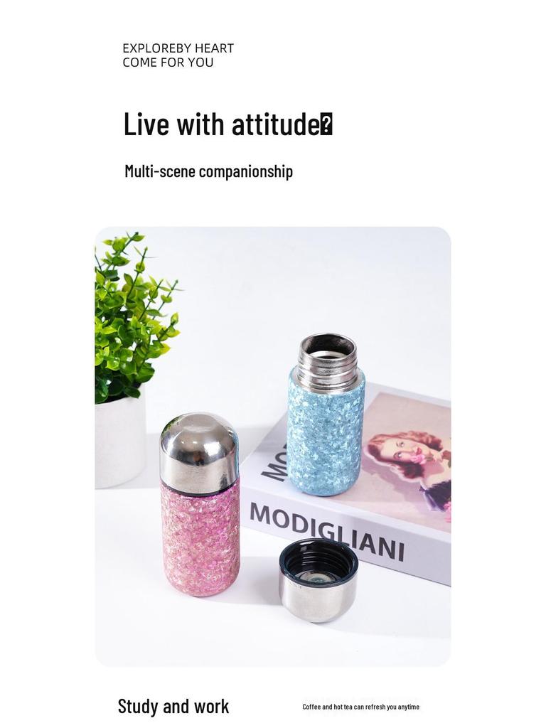 > Sleek Mini Titanium Antibacterial Double-Layer Thermos Cup - Portable, High-Value, Pocket-Sized.