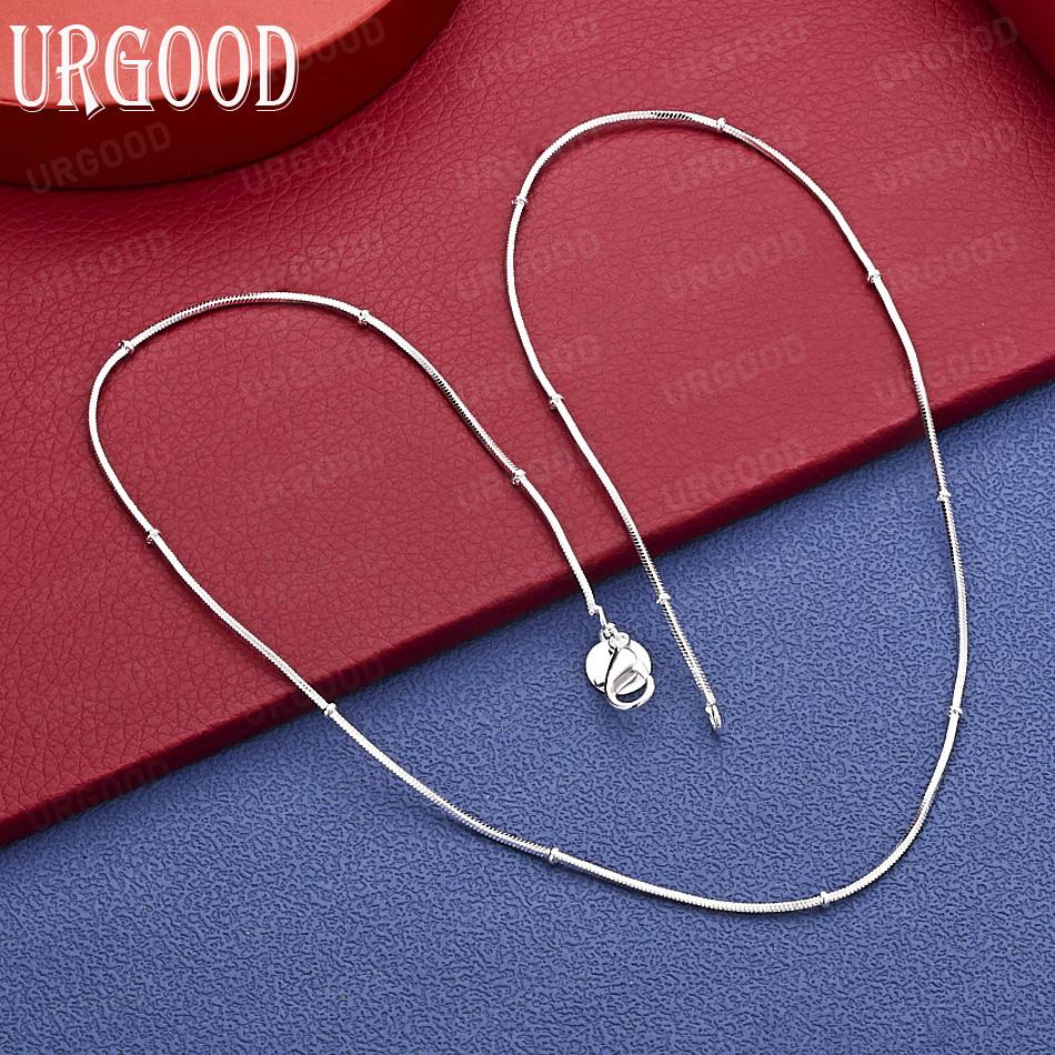 925 Sterling Silver Spacer Bead Snake Bone Thin Necklace - Banquet Gift Jewelry