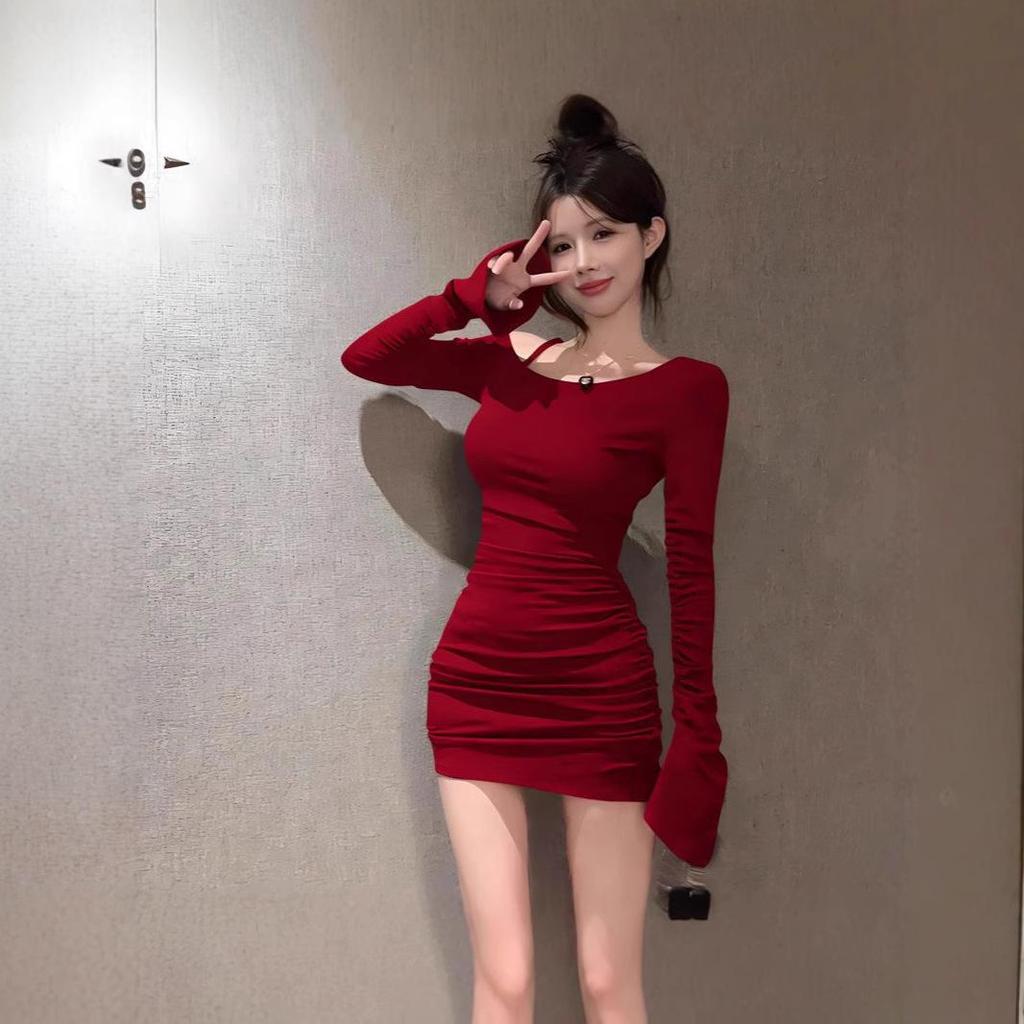 Bodycon šaty ve francouzském stylu s odhalenými rameny - Sexy mini sukně obepínající pas pro ženy