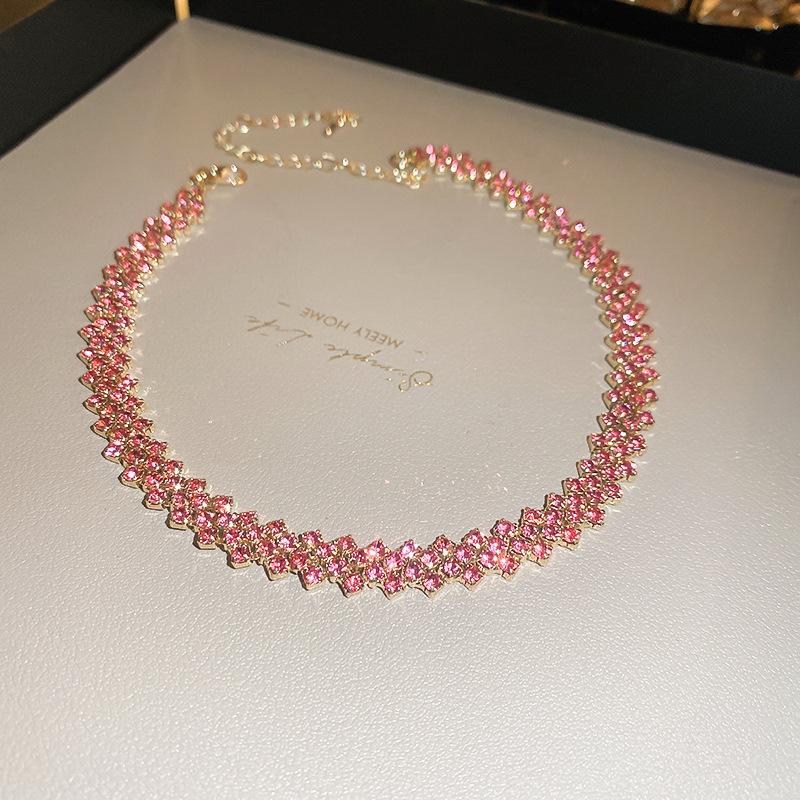 Korean super flash diamond bow tassel necklace fashion personality collarbone chain necklace women