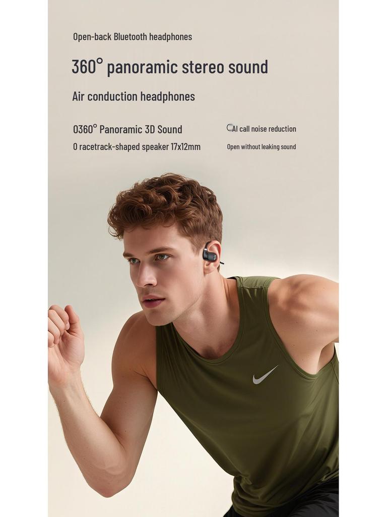 New 6.0 Air Conduction Bluetooth Headphones: Sweatproof, Waterproof, In-Ear & Over-Ear with Long Battery Life for Sports.