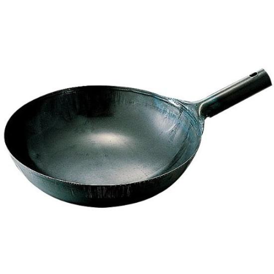 Kanda Iron Wok, Beijing Style, 33cm, 1.2mm Thickness, Made In Japan, Single Handle, Chinese Cooking, Commercial Use, 001050