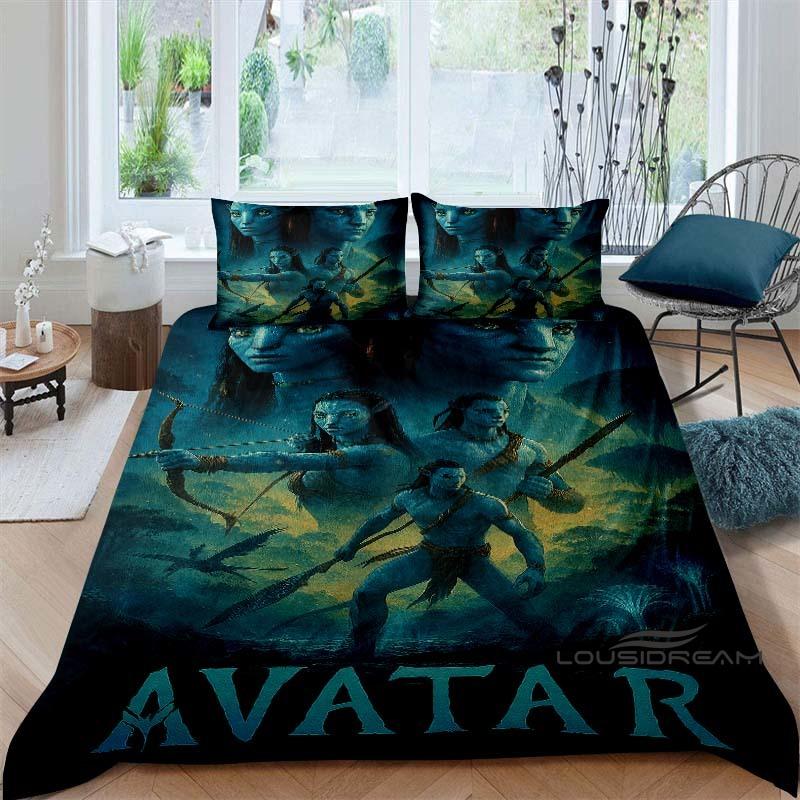 The Avatar: The Way of Water Print Bedding Set Includes 1 Duvet Cover and 2 Pillowcases, Offering Luxurious Comfort.