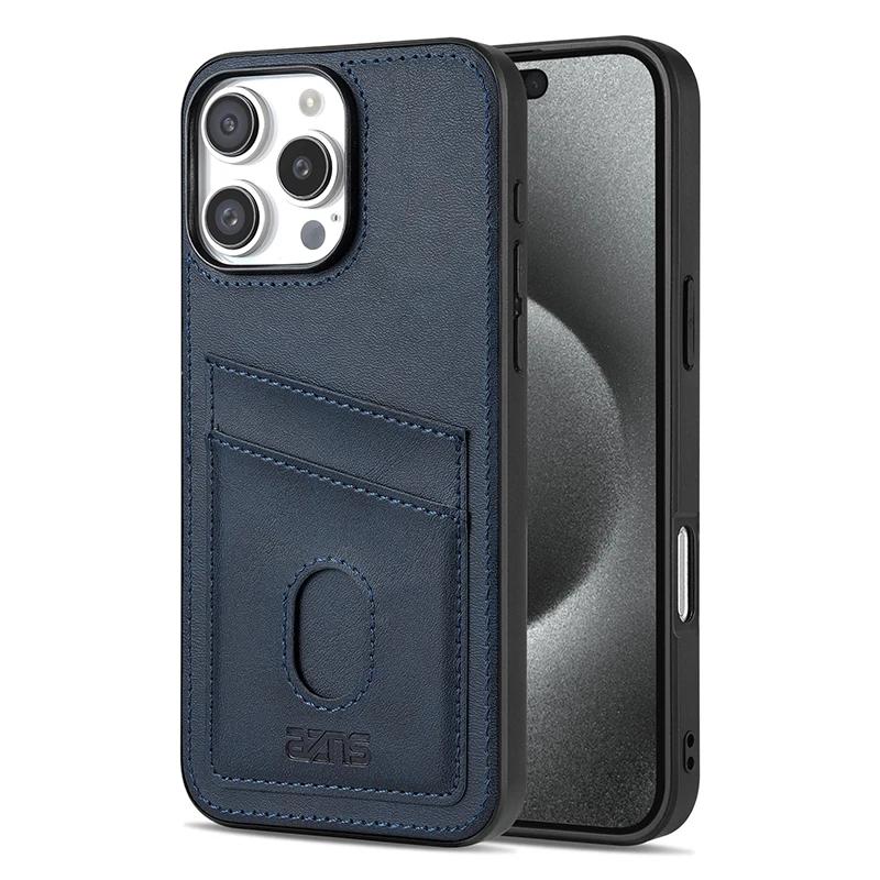 Retro Cards Pocket PU Leather Case for iPhone Air 17 16E 16 15 14 13 12 11 Pro Max Plus Shockproof Soft Protective Phone Cover