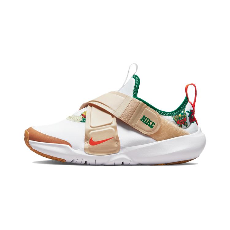 Nike Flex Advance Fabric Slip Resistant Abrasion Resistant Low top Kids  Running Shoes White Brown DQ5083-181 35