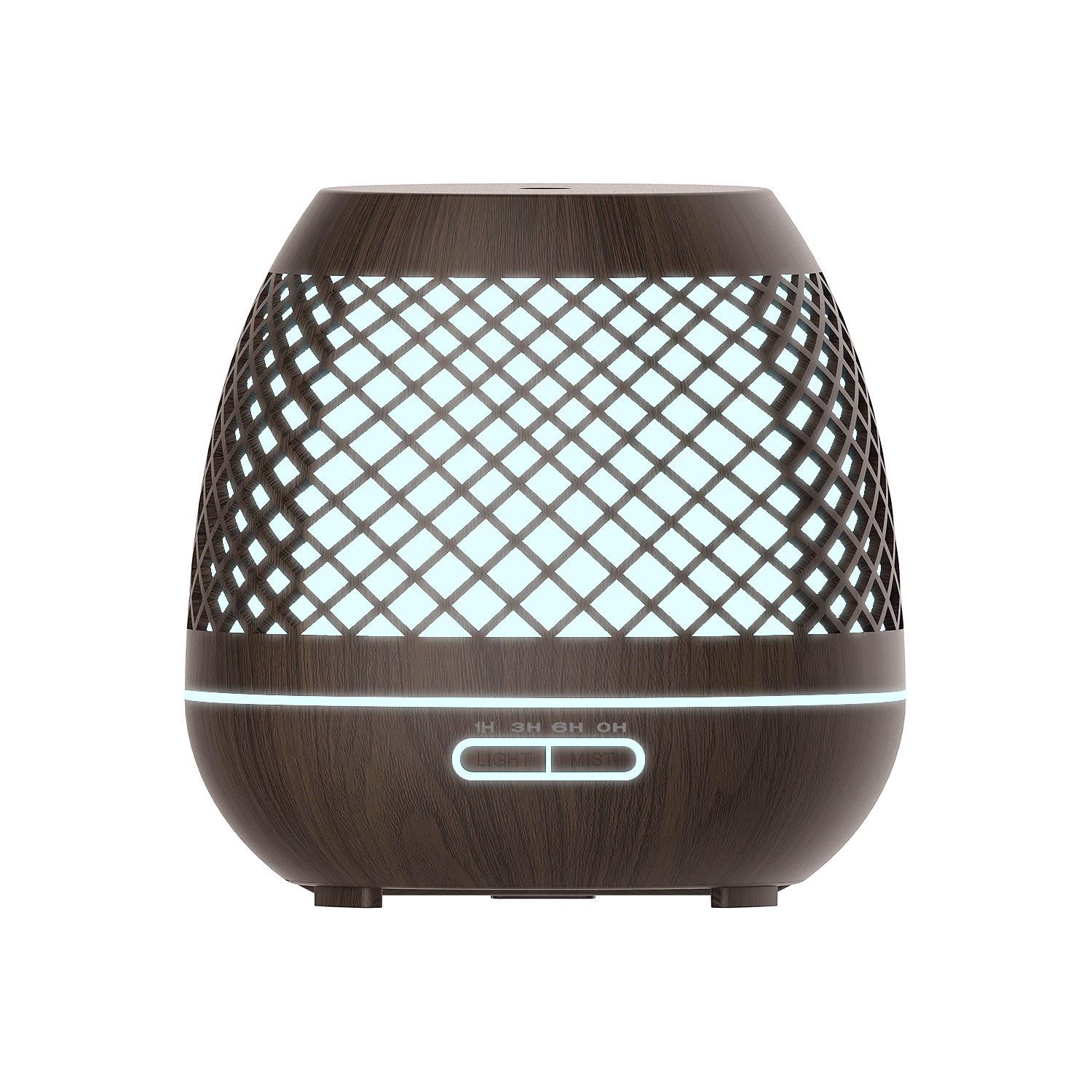Creative Wood Grain Hollow Ultrasonic Aroma Diffuser & Humidifier EU Plug