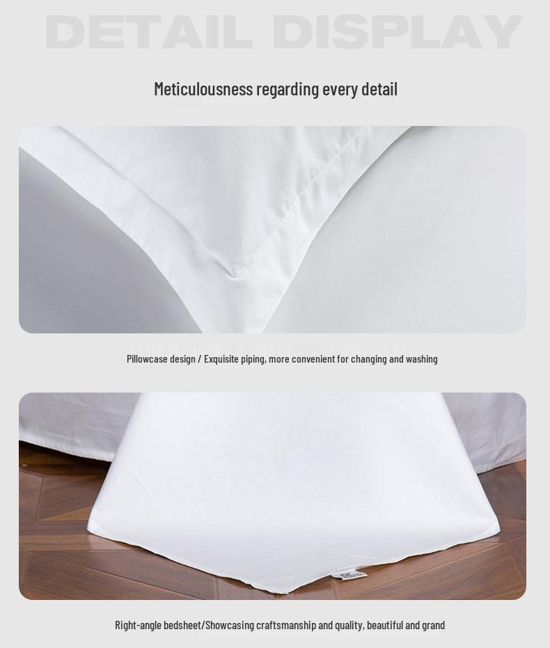 Luxury All-Cotton Sateen Hotel Bedding Set - 4-Piece White Duvet Cover & Sheet