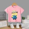 Teen Street Style 100% Cotton T-shirt Minion Print Boys Girls Casual Top Cotton T-shirt Kids Comfortable crewneck T-shirt