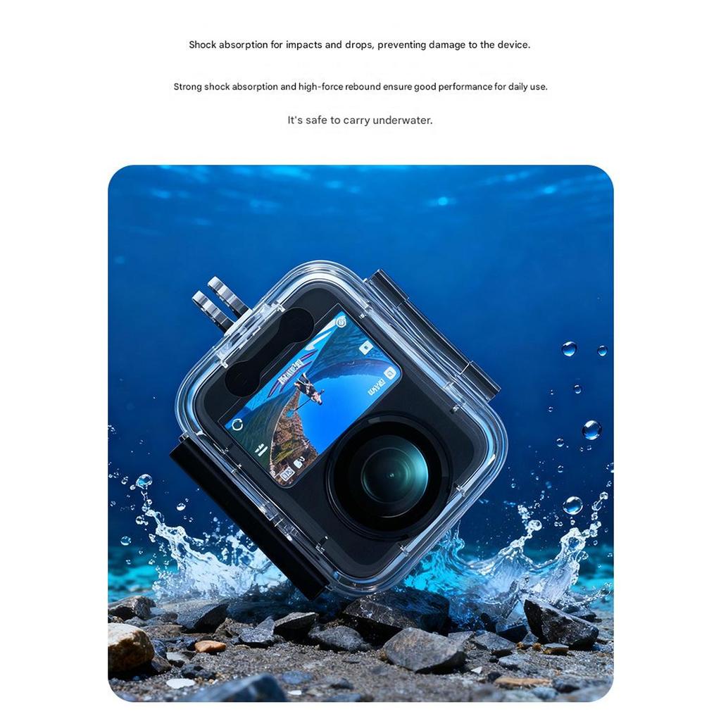 Full Coverage Camera Waterproof Shell 144FT Depth PC Construction Quick Release Mechanism for 360 Camera Diving Case