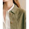 Women's Jacket Genuine Suede Lambskin Leather Handmade Stylish Olive Green Fit