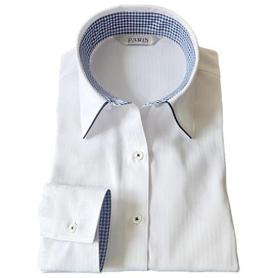 Dress Long Office Business Black Size A [PARIS 16e] Women's Shirt, Sleeve, White, Shirt, Shirt, Wrinkle-Resistant, Piping, 3L,