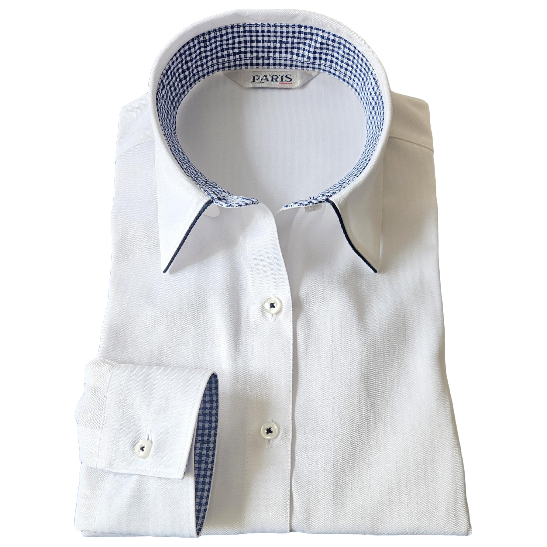 

[PARIS 16e] Women s Dress Shirt, Long Sleeve, White, Office Shirt, Business Shirt, Wrinkle-Resistant, Black Piping, Size LL A