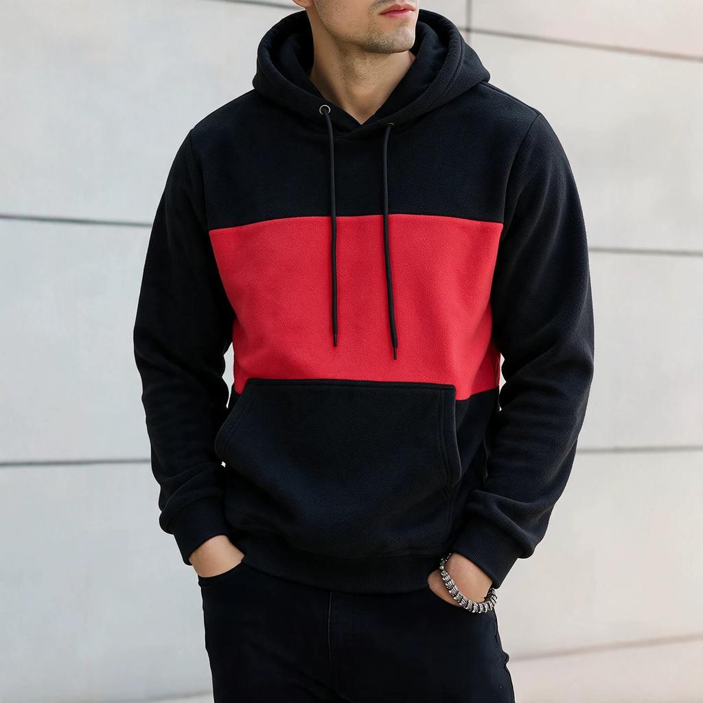 Men S Color Block Hooded Sweatshirt Casual Autumn Winter