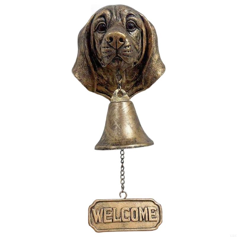 

Farmhouses Welcome Doorbell Dog Head Sculpture Entry Decors Resins Wall Hanging Bells Ornament For Garden Porch Gate X3UC