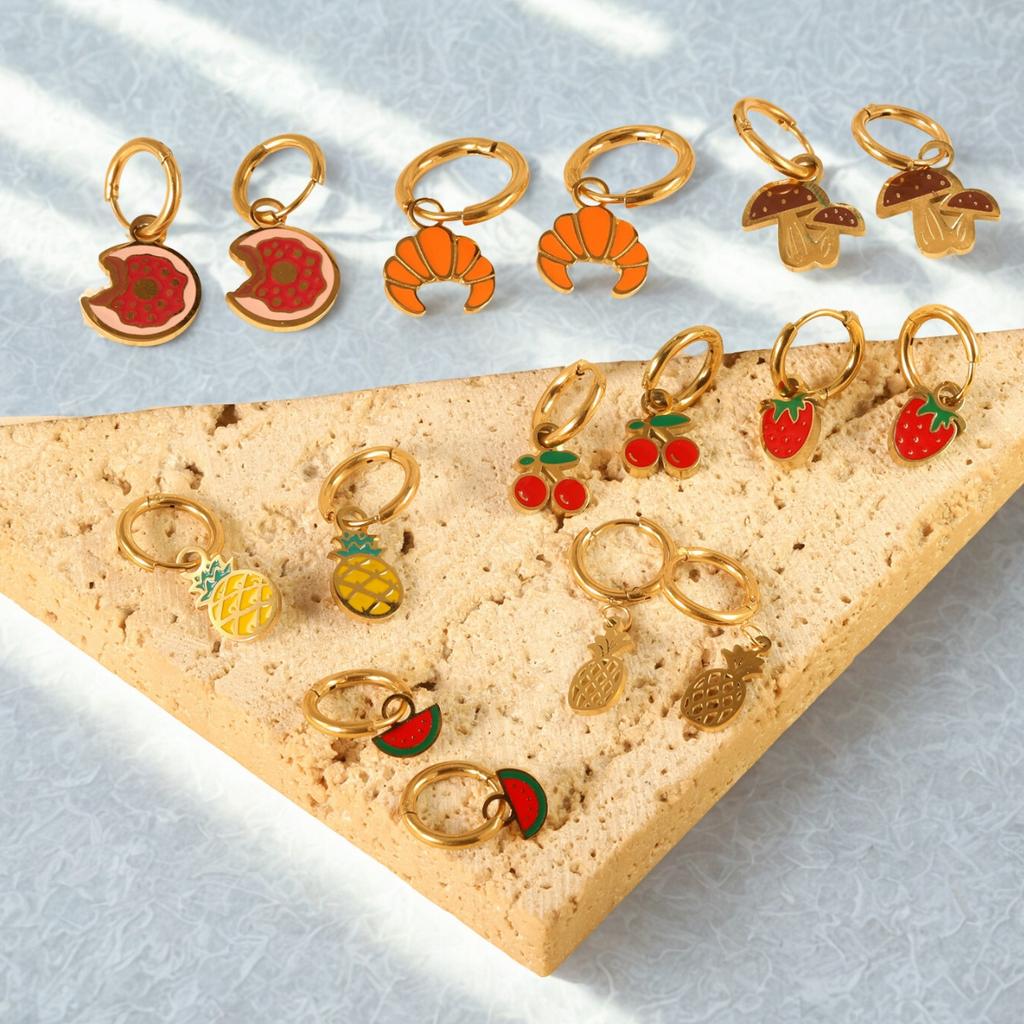 LUXUKISSKIDS Erdbeer-Anhänger Schmuck Ohrringe Süße Rote Kirsch-Tropfen Anhänger für Mädchen/Frauen Stahl Früchte Zubehör Geschenke