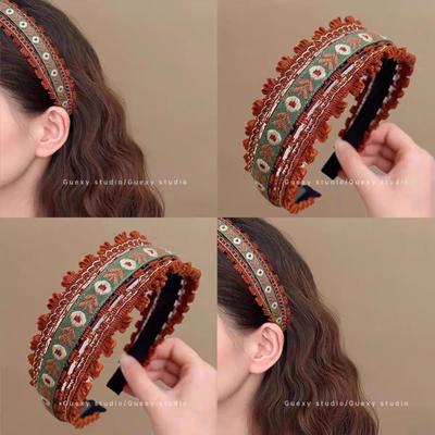 Fermaglio per Capelli a Fascia Ricamato con Fiore in Pizzo Etnico Boemo per Donne
