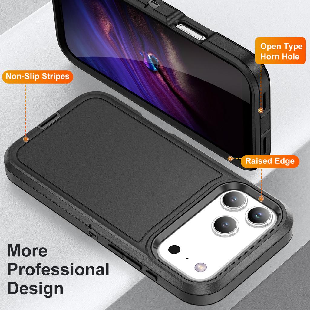For iPhone 17 Pro Max Case PC+Silicone+EVA 3 in 1 Shockproof Phone Cover