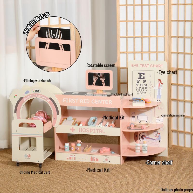 Wooden Children's Doctor Role-Play Set: Little Nurse Emergency Rescue Clinic Toys