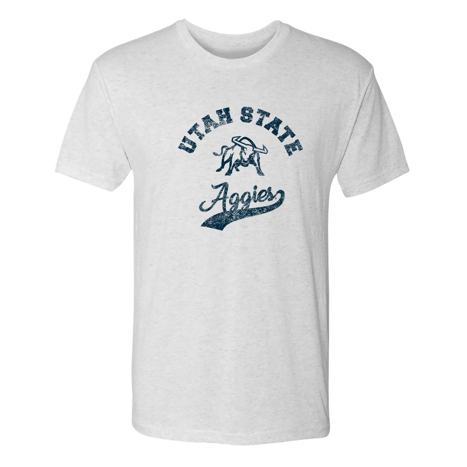 Utah State Aggies Retro Script NLA Triblend - Heather White 3XL