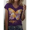Women's T Shirt Print Graphic Plants Abstract Stylish Classic Casual Short Sleeve V Neck Regular Tops