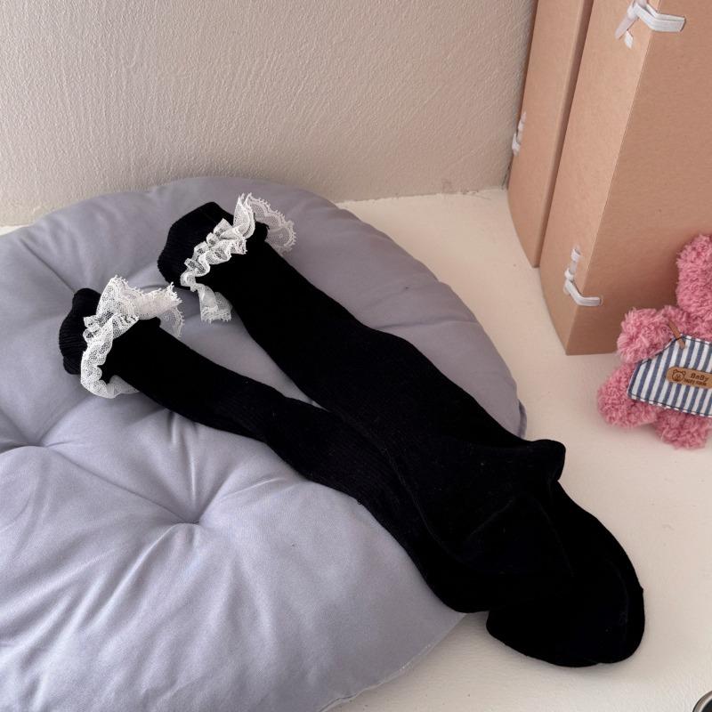 Sweet Lace Pile Socks, Thin Summer Girls' Breathable Calf Socks