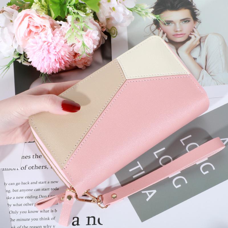 Handheld Wallet Women s Long Zipper Student Wallet Korean Edition Color blocked Large Capacity Handheld Phone Bag