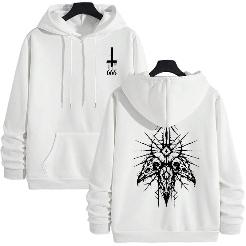 New autumn and winter fashion men's casual jacket 666 Cross Special Devil theme print men's hoodie outdoor sweatshirt