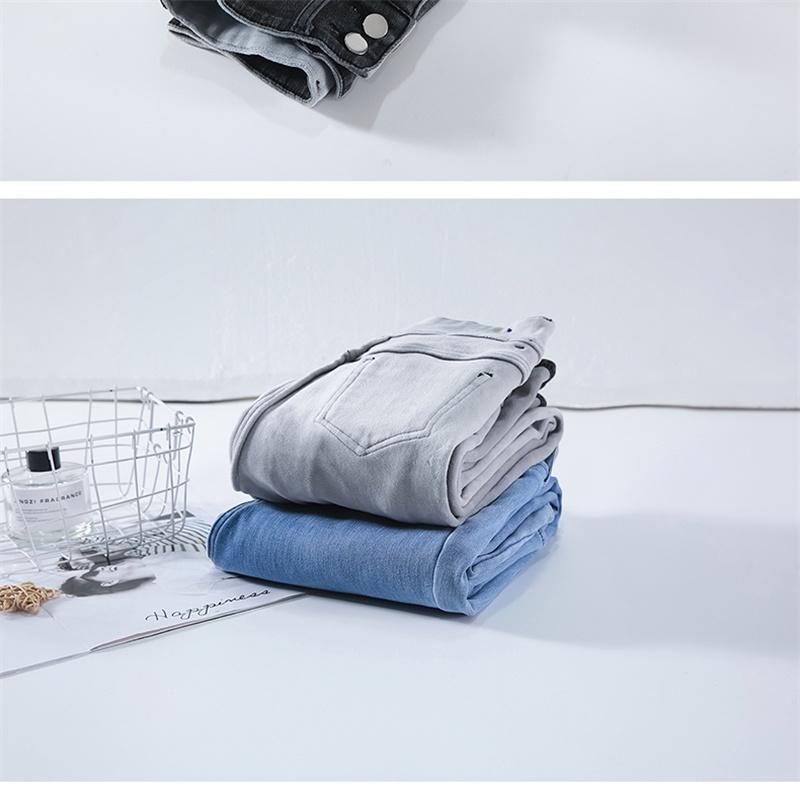 Vinter Tykk Fløyel Kvinner Høy Midje Casual Denim Blyantbukser Løse Jeans Mote retroVarm Fleece Varm Slim Fit Stretch Damer