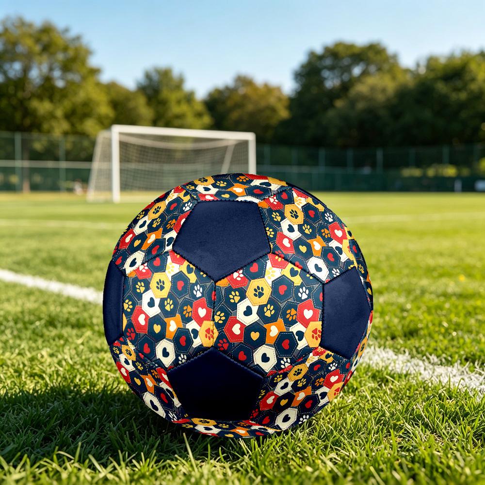 1PC Paw Prints Hearts Soccer Ball Size 5 Football Machine Sewn Indoor/Outdoor Universal Football W123