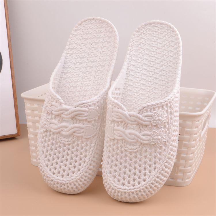 Baotou Hausschuhe für Damen Rutschfest Sommer Schlicht und Modisch Kühl Hausschuhe Ausgehöhlt Bequem für den Heimgebrauch