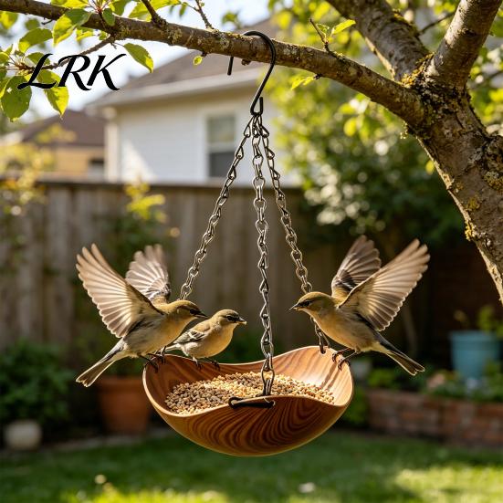 Wind Resistant Bird Feeder Outdoor Feeder, Garden Hanging 1 or 2 Decorative Bowls Backyard for Wild Birds Patio Porch Decor Food And Water