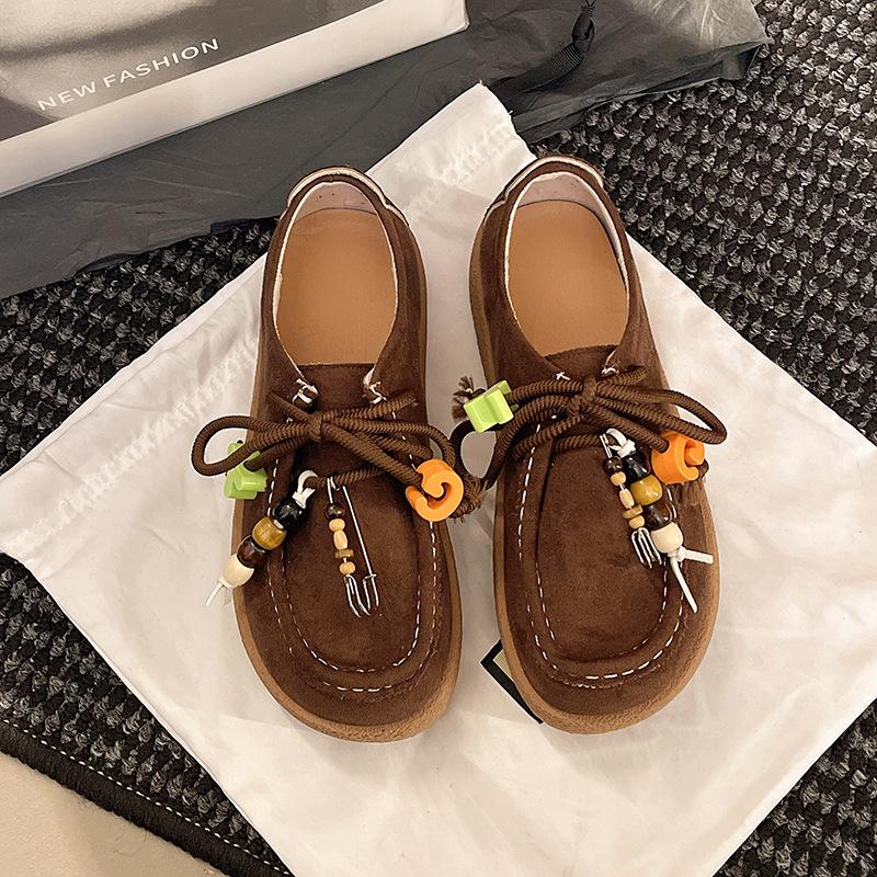 2025 spring new German training shoes platform kangaroo shoes women's spring and autumn retro wind anti-velvet loafers biscuits single shoes women