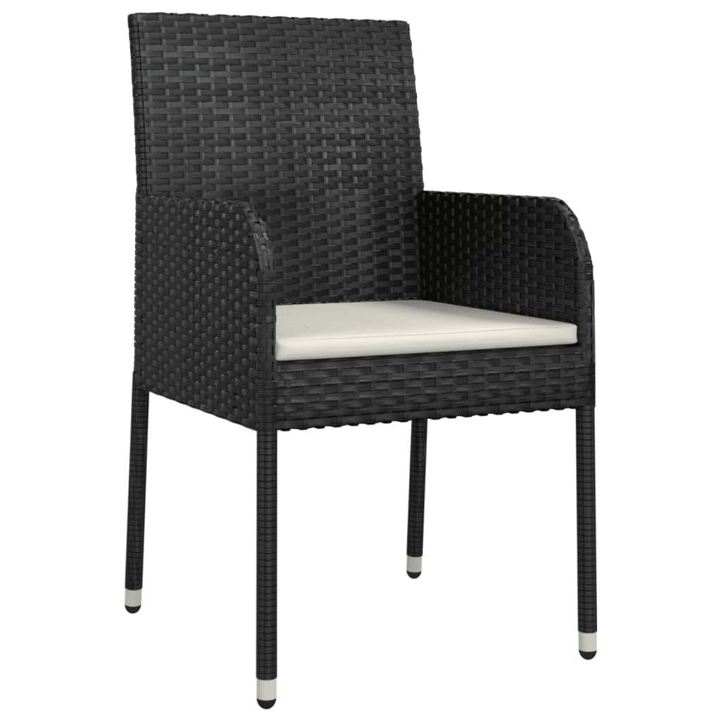 Vidaxl 5-Cz. Garden Furniture Set With Cushions, Black, Poly Rattan
