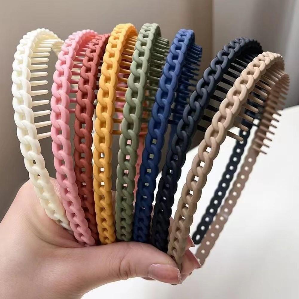 Mattierte Textur Anti-Rutsch-Haarbänder Gezahntes Design Dünne Geflochtene Mattierte Haarbänder Anti-Rutsch-Zähne Mehrfarbige Wellen-Haarbänder