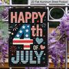 2D Flat Happy 4th of July Aluminium Sign Vintage Independence Day Metal Sign Patriotic Print Aesthetic for Garden Yard Bar Porch Home Bedroom Kitchen