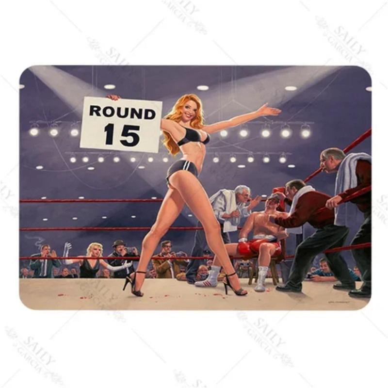 Pin-Up Girl Metal Sign, Retro Wall Art Decor