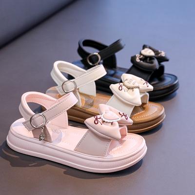 Children's Beach shoes2026Summer New Cute Bowknot Heart-shaped Girls' Solid Color Sandals for Toddlers, Young Children, and Older Children