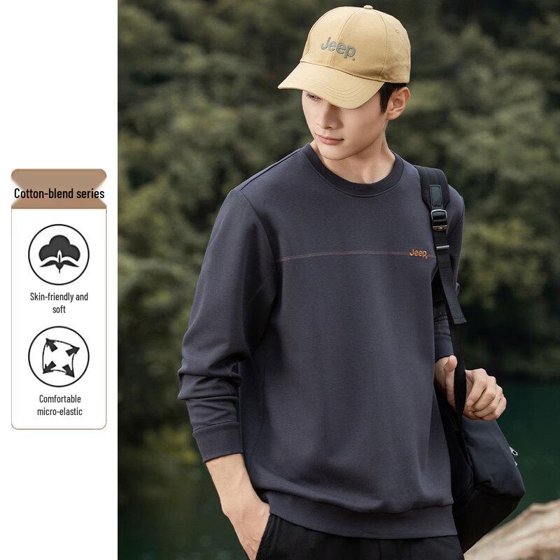 JEEP Men s Comfort Cotton Blend Crew Neck Sweatshirt M темно-серого
