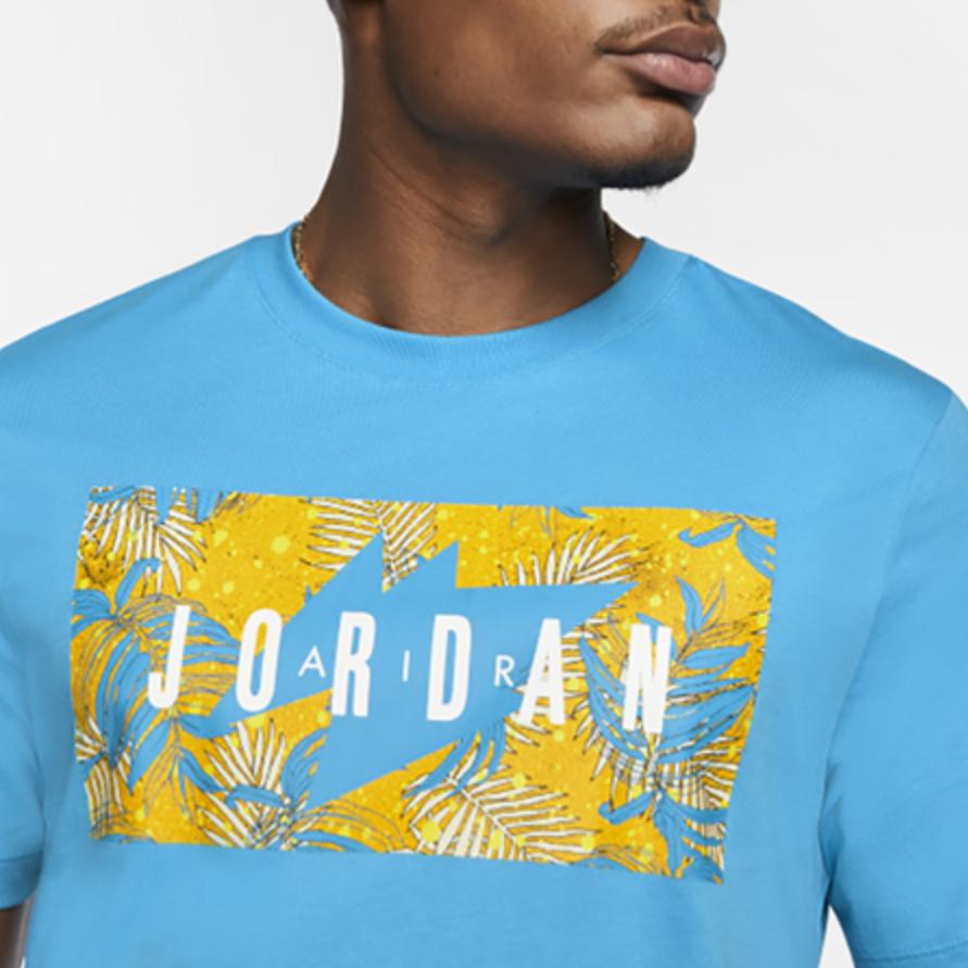 Jordan Poolside Floral Alphabet Print Short Sleeve T-Shirt Men Tops Blue CQ2061-482