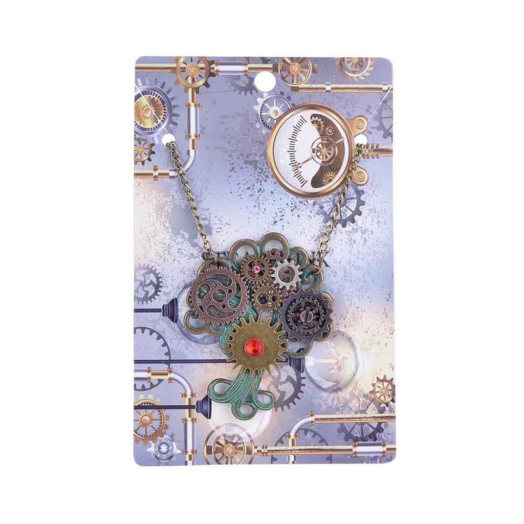 Steampunk Vintage Rhinestone Flerstørrelses Tannhjul Livet på Livets Tre Anheng Halskjede Legeringskjede