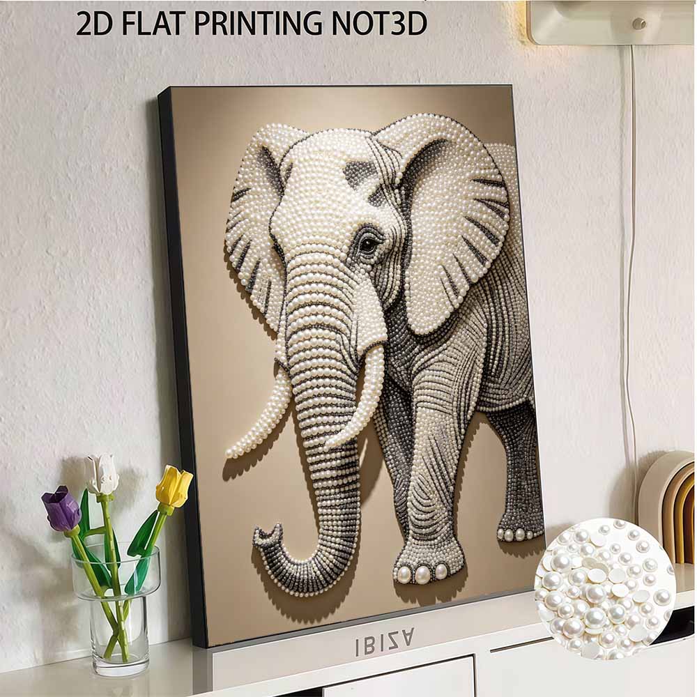 DIY Pearl Diamond Art Painting Kits for Adult and Beginners, Majestic Elephant Sparkling Painting Craft Home Wall Decor Handmade Gift