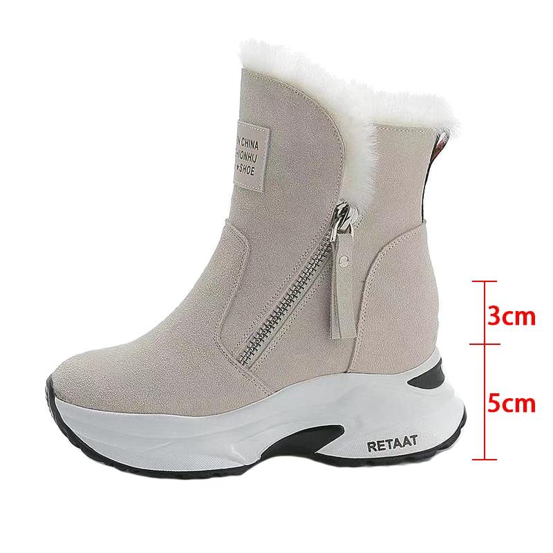 Dámské Sněhule Zimní Žena Klínky Boty na platformě Silná -Podrážka Plus Sametová Silná Teplá Krátká bota do poloviny lýtek Botas De Mujer
