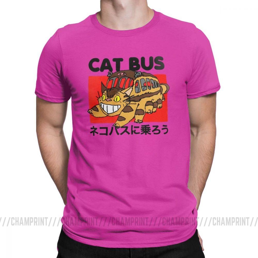 Men S T Shirt Cat Bus Funny Cotton Tee Shirt Short Sleeve My Neighbor Totoro T