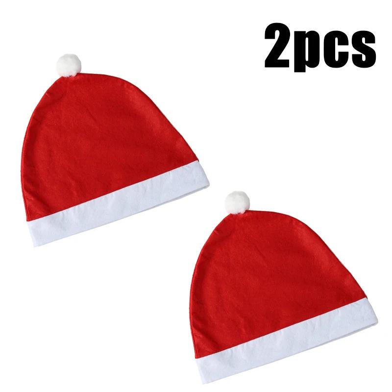 1-10PCS Christmas Santa Claus Hat Car Headrest Covers Red Polyester Seat Cover Decoration for Holiday Party Accessories