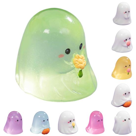 Resin Ghost Ornament Glow-in-the-dark Halloween Figurine, Mini Statue for Micro Luminous Figurine Landscape, Home Office Desk