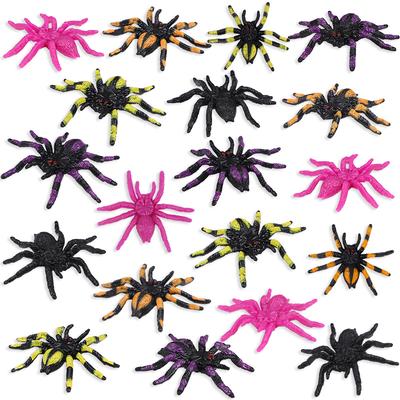 20 Stück Gemischte Realistische Spinnen für Halloween-Partydekorationen für Zuhause Spinnennetz Gefälschte Plastikspinne Kinder Streichrequisiten